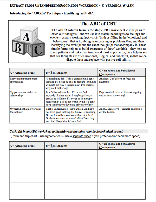 homework assigned as a part of cognitive therapy