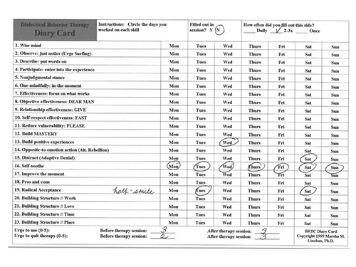 DBT diary card