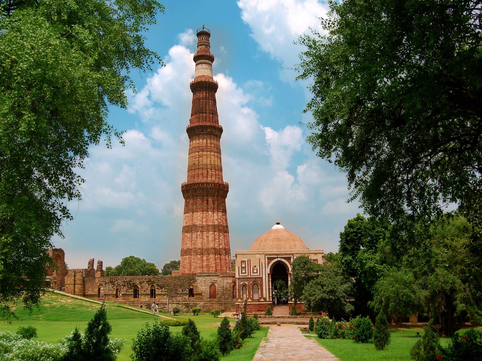 The beautiful religious buildings of the Qutub Minar, Delhi