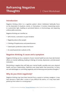 Free Reframing Negative Thoughts Worksheet from Uncommon Knowledge